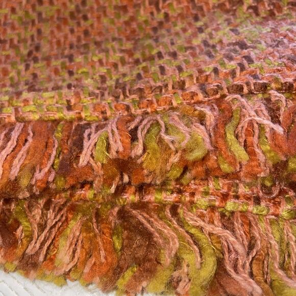 British Khaki Orange Purple Lime Tweed Lined Knee Length Pencil Skirt Size 12 - Picture 13 of 13